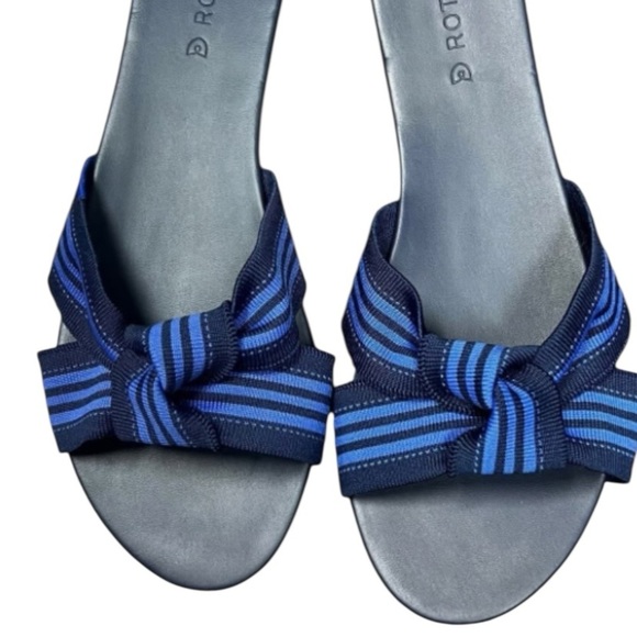 Rothy’s The Knot Denim blue Frayed slide sandals - Picture 1 of 12